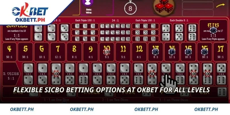 Flexible Sicbo betting options at OKBET for all levels